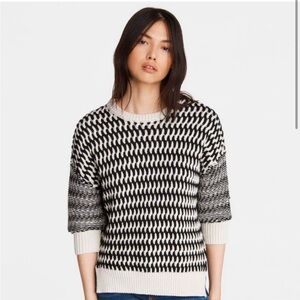 Rag & Bone Crewneck Quinn Crew Black/White Knit Oversized Sweater
